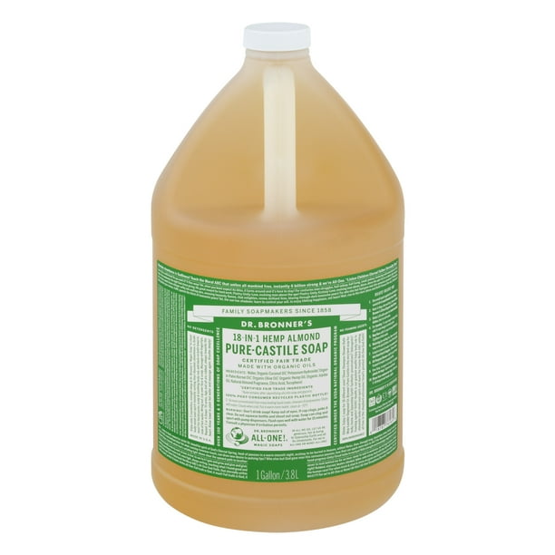 Dr. Bronner's 18In1 Hemp PureCastile Soap Almond, 1.0 GAL Walmart