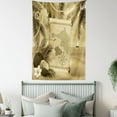 thumbnail image 4 of Island Map Decor Tapestry, Monochrome Retro Treasure Map Tropic Escape Sandy Beach with Palms Exotic Decor, Wall Hanging for Bedroom Living Room Dorm Decor, 60W X 80L Inches, Sepia, by Ambesonne, 4 of 5