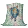 thumbnail image 6 of Sea Turtle Coastal Blanket Soft Cozy Warm Throw Blanket for Couch, Plush Fuzzy Flannel Fleece Blankets for Sofa, Blue Green Summer Beach Coral Ocean Bed Blankets Lightweight Gifts for Women, 32"x48", 6 of 9
