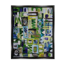 Stupell Golders Green Abstract Shape Collage Abstract Painting Black Floater Framed Art Print Wall Art