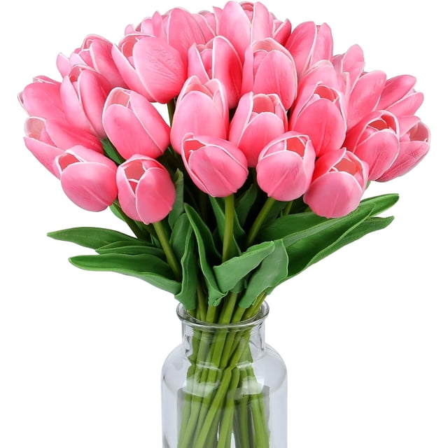 15 tulipanes artificiales de seda de tacto real para decoración del hogar, Día de la Madre, primavera, boda, ramos, arreglos florales.