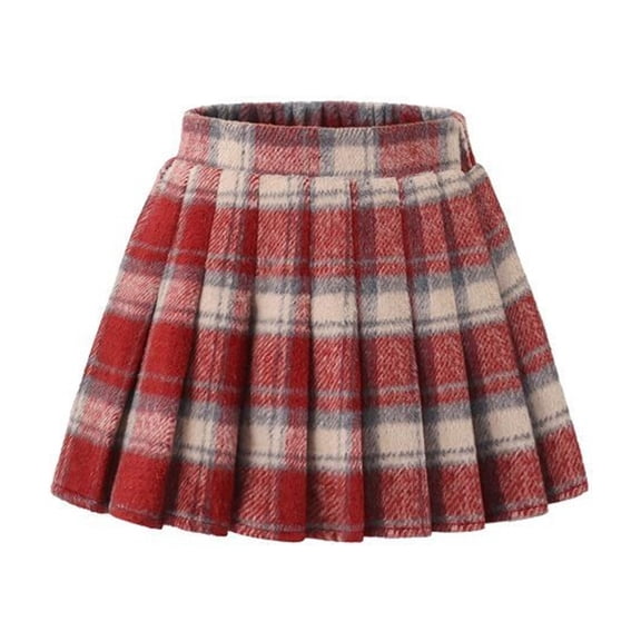 EnJoCho Kids Pleated Tartan Skirt Back-To-School Unifor𝗆 Skirts for Girls Elastic Waist A-Line Prepp𝗒 Skorts Girl Fall Casual Trendy Adjustable School Pleated Skirt