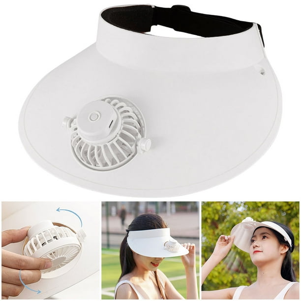 Sombrero Ventilador Recargable Sombrero Protección Solar Sombrero para El Tapa Vacía Verano para Mujer (blanco) Blanco