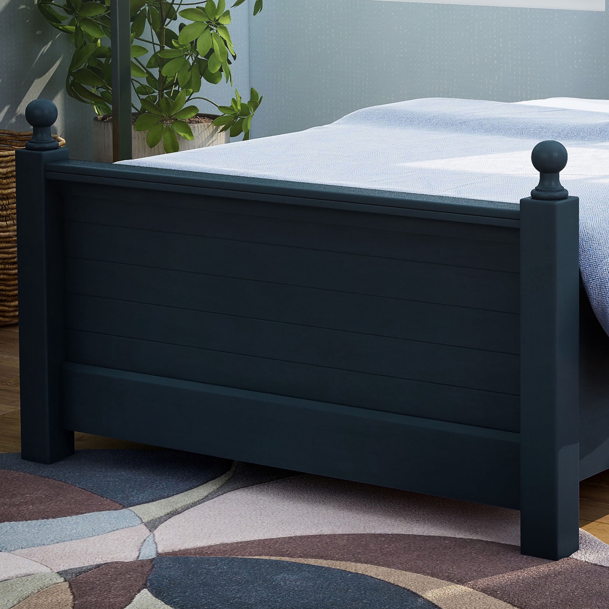 Furniture of America Taylor Mattress Ready Wood Blue Twin Kids Bed