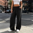 thumbnail image 5 of MLCDZ Womens Sweatpants Wide Leg Lightweight Drawstring Casual Baggy Pants Elastic High Waist with Pockets Workout Hiking Trousers, 5 of 8