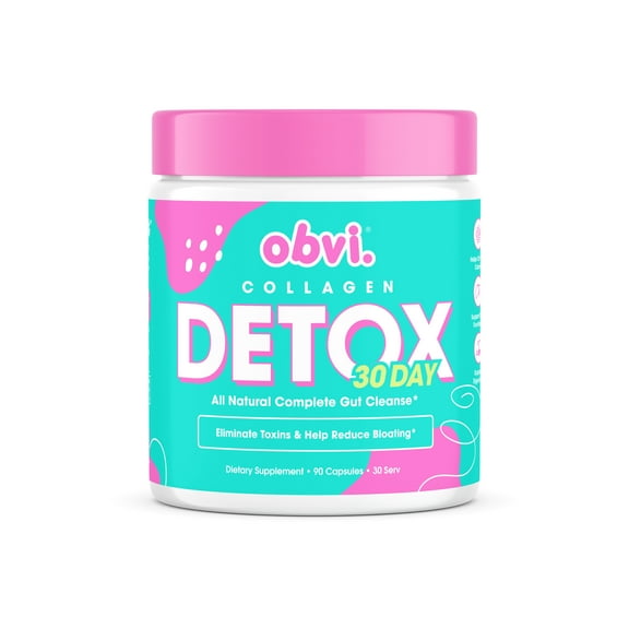 Obvi 30 Day Collagen Detox, All Natural Complete Gut Cleanse, 90 Capsules (30 Servings)