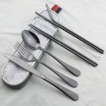 thumbnail image 2 of Vajilla negra de acero inoxidable 18/10, juego de cubiertos de paja, cuchara, tenedor, palillos con pajita, caja portátil, 8 unids/set por juego Fivean unisex, 2 of 2