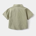 thumbnail image 4 of XAOFW Boys Back To School Shirts Short Sleeve Lapel Collar Button Down Graphic Shirts Kids Lightweight First Day Of School Shirts Stylish Tops 12-18 Months, 4 of 4