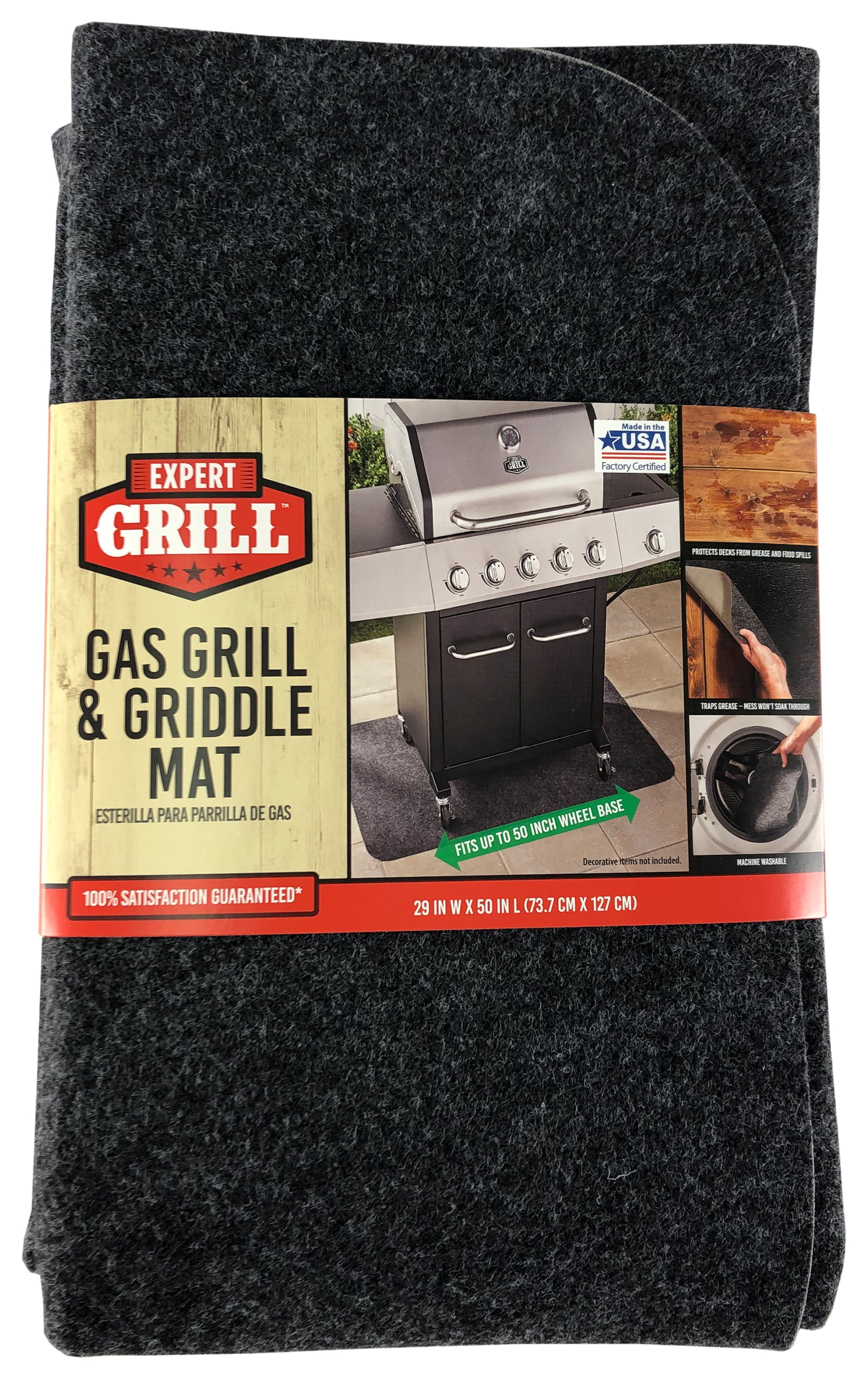 Expert Grill Gas Grill Mat, Griddle Mat, Under the Grill Protective Deck and Patio, Composite Deck Synthetic Deck Safe, 50" x 29"