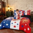 thumbnail image 3 of Manfei Firework Star Twin Bedding, Red White Blue Stripe Bedding Comforter Set, Black Reversible 7-Piece, 3 of 6