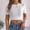 White, variant on Olyvenn Womens Cable Knitted Crop Tee Shirts Casual Summer Short Sleeve Sweater Tops Comfy Crew Neck Cute Blouse Pink M