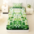thumbnail image 3 of Erosebridal Green Square Twin Sheet Sets for Boys, Pixelate Miner Bedding, 3-Piece, 3 of 5