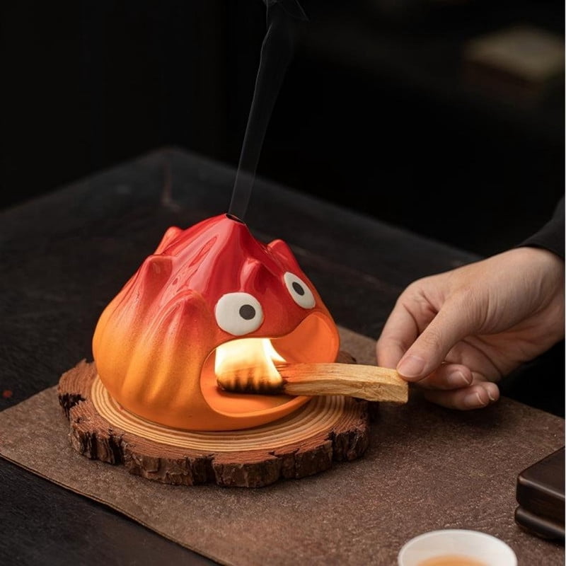 Cute Red Owl Ceramic Palo Santo Holder Incense Burner - Cartoon Animal Holder for Holy Wood Sticks/Cones | Fun Decor for Energy Cleansing, Meditation, Bedroom & Desk