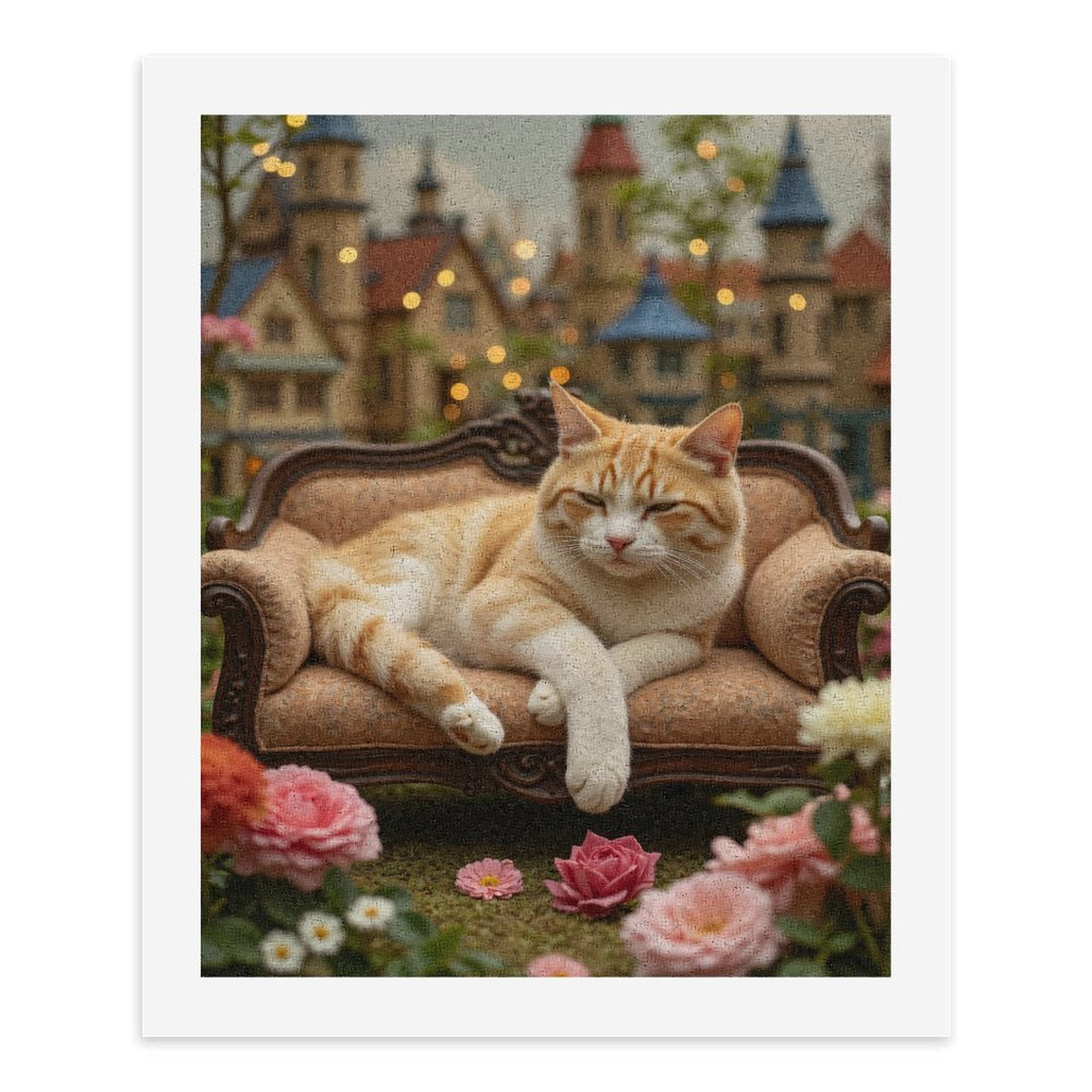 Paint By Numbers Kit for Adults Beginner - DIY Cat Relaxing On Miniature Couch Canvas Painting Kits for Adults, Frameless Paint By Number for Adults for Home Wall Decor 16x20 Inch