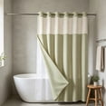 thumbnail image 5 of Waterproof Double Layer Shower Curtain, Waffle Weave Polyester Bath Curtain with Detachable Liner, Reinforced Grommet Top, Machine Washable, Standard Size for Bathtub and Shower Stall, 5 of 6