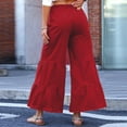thumbnail image 5 of Lilgiuy Women Casual Solid Pants Comfortable Elastic High Waist Wide Leg Casual Loose Beach Pants Petite Classic Allure Fit Proportioned Pant, 5 of 5