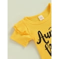 thumbnail image 6 of Newborn Baby Girl Auntie Outfits Auntie's Bestie Short Sleeve Ribbed Romper Floral Shorts Clothes with Headband, 6 of 8