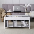 thumbnail image 5 of Zimtown Modern Lift-Top Coffee Table, 39.8" Rectangle Coffee Table with Lift Top & 3 Cube Storage, White & Light Brown Living Room Center Table, 5 of 6