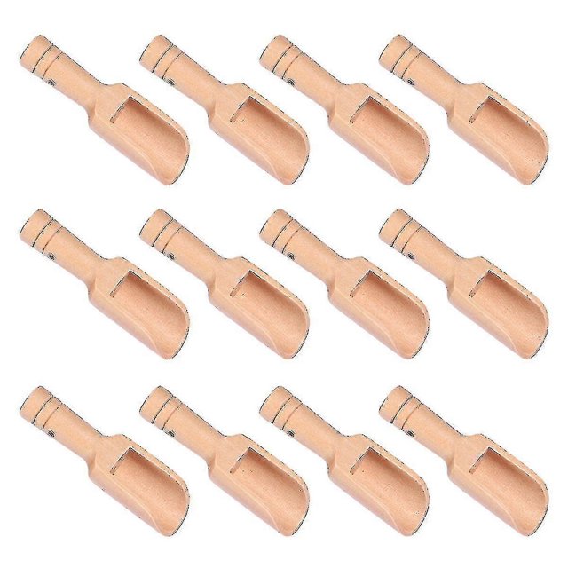 15pcs Small Salt Shovels Round Handle Scoop Wood Teaspoon Milk Powder Scoops