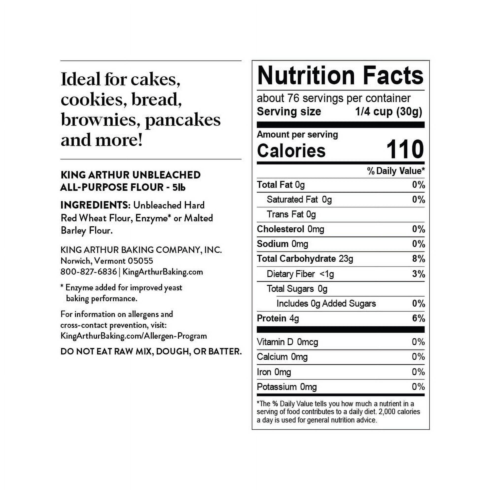 (8 pack) King Arthur Baking Company Non-GMO Project Verified, Certified Kosher Unbleached All Purpose Flour, 5 lb Bag