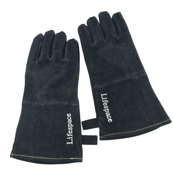 Lifespace Black Leather Grill Gloves - lined for extra comfort. EXCELLENT QUALITY!