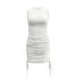 thumbnail image 3 of Fankiway Robe d'Été Unie pour Femmes Mode Slim Plissée Sans Manches Col Rond Robes d'Été pour Femmes Liquidation Robes pour Femmes Grande Taille Liquidation, 3 of 4