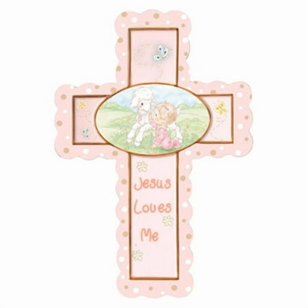 Precious Moments Baby Gifts 102408 Jesus Loves Me Girl Bisque Porcelain Cross