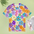thumbnail image 4 of Floral Colorful Flower Women's Short Sleeve T-Shirt Crew Neck Casual Summer Trendy Loose Fit Tops, 4 of 6