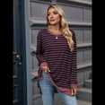 thumbnail image 4 of Camisa Informal de Larga A Rayas para Mujer, , con Cuello Redondo, Ajustada, Holgada, Básica Rojo y Negro M, 4 of 10