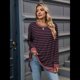 thumbnail image 4 of Camisa Informal de Larga A Rayas para Mujer, , con Cuello Redondo, Ajustada, Holgada, Básica Rojo y Negro M, 4 of 10