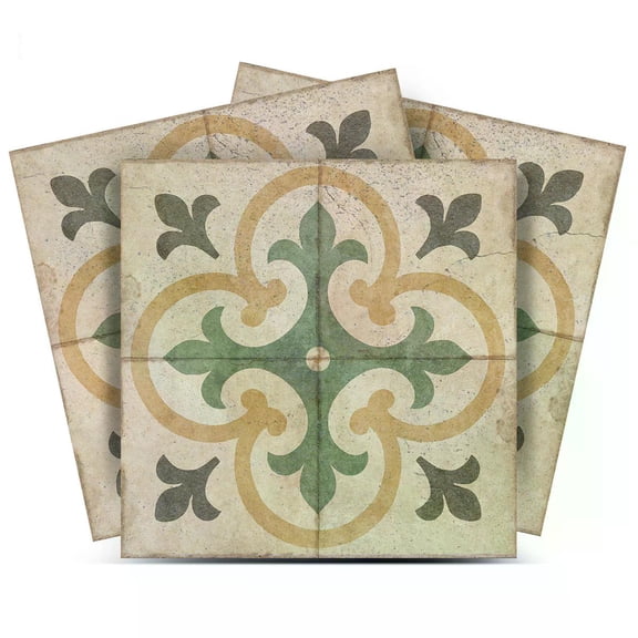 Mi Alma Green Vintage Tile Stickers - Removable Vinyl 4x4, 24 pcs