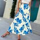 thumbnail image 3 of Gibobby faldas para niña con estampado Floral bohemio de cintura alta para mujer de verano, faldas largas informales con columpio fluido para la playa(Azul, XXL), 3 of 5