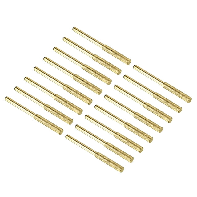 Uxcell 5/32 Inch Diamond Chainsaw Sharpener Titanium Plating Sharpening Stone Grinding File Tool, Golden 16 Pack