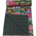 thumbnail image 2 of Handblock Multi Fruit Print Handmade Cotton Kantha Quilting Throw Blanket Hippie Queen/King Size Bohemian Block Kantha Quilt With 2 Pillow Cover, 2 of 5
