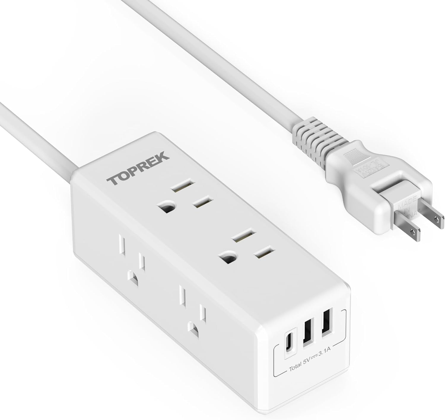 RGHJAR-2 Prong Power Strip, 2 Prong to 3 Prong Outlet Adapter, 1440J 2 Prong Surge Protector with 6 Outlets & 3 USB, 5FT 2 Prong Extension Cord with Swiveling Flat Plug, Ideal for Non-Grounded Outle