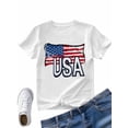 thumbnail image 4 of Women's T-Shirt Independence Day Patriotic USA Flag Short Sleeve Casual Tee Classic Crew Neck T Shirt for Women White, XL, 4 of 7
