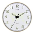 thumbnail image 2 of Reloj de pared luminoso y silencioso, redondo, de cuarzo, blanco, que brilla en la oscuridad Mapa blanco, 2 of 9
