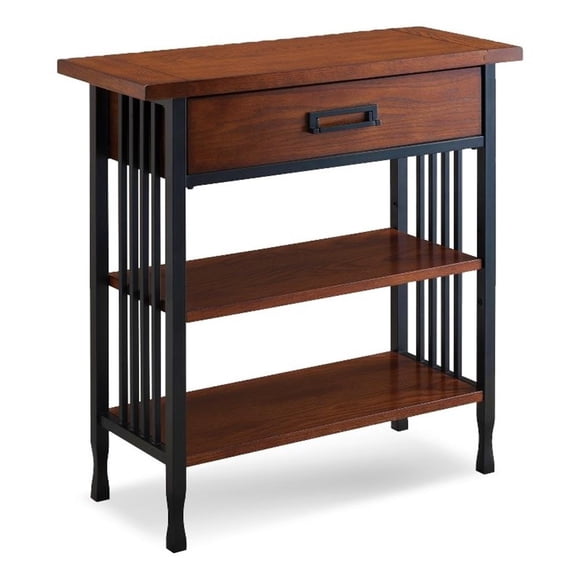 Leick Ironcraft Wood Foyer Bookcase with Drawer Storage in Brown