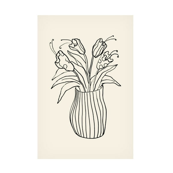 Canvas Wall Art - Pictufy Studio 'Vase Sketch' Wall Art for Living Room, Bedroom, or Office Décor by Trademark Fine Art - 12 x 19 Inches