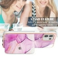 thumbnail image 3 of For Motorola Moto Edge 20 Lite Marble Patterned Case with Card Holder, Back Folio Kickstand PU Leather + Soft Crystal Bumper Edge, Magnetic Clasp Back Cover For Motorola Moto Edge 20 Lite,Darkpurple, 3 of 6