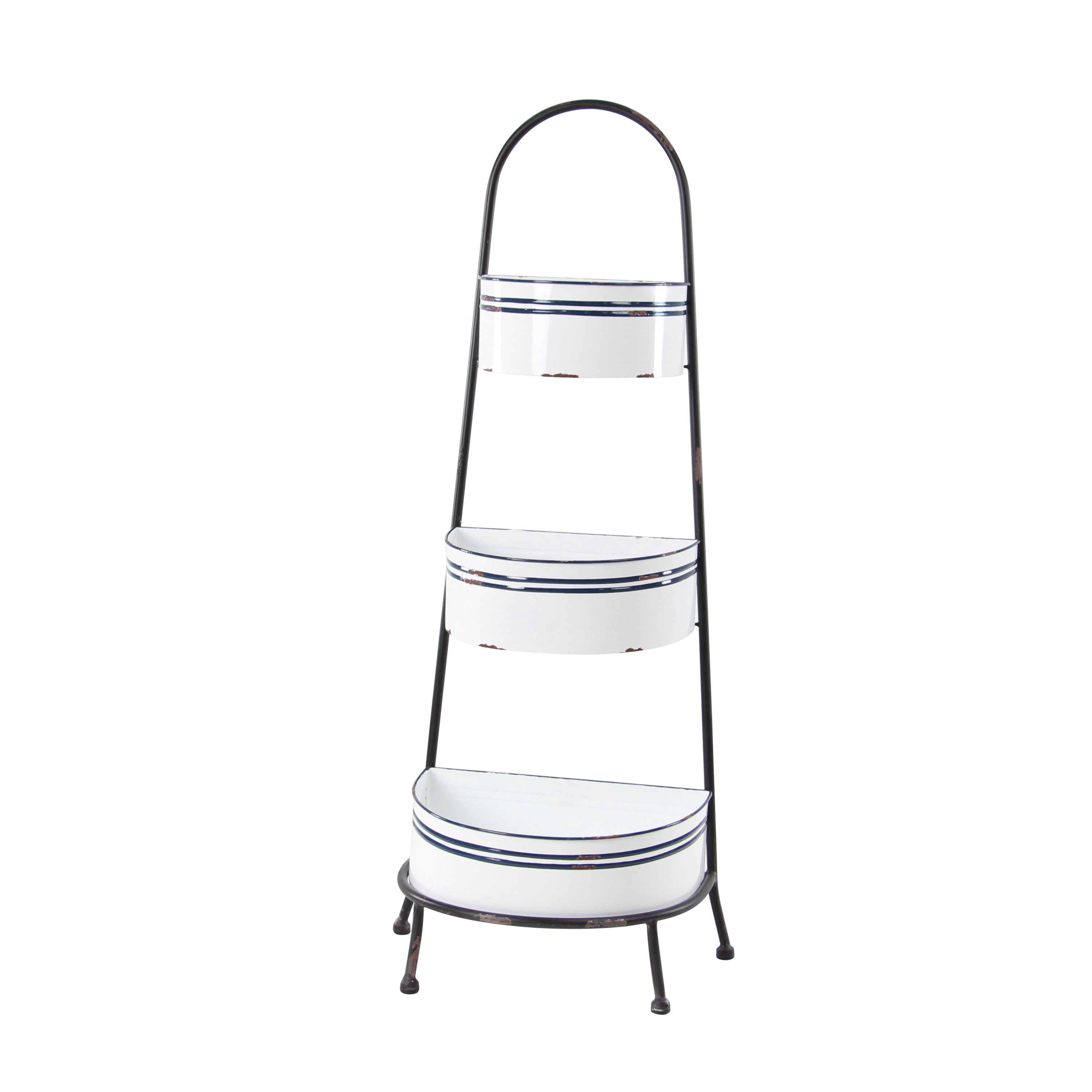 DecMode 14"W, 38"H Metal Farmhouse Shelving Unit, White, 1 - Piece
