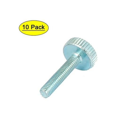 Uxcell M4x20mm Thread Carbon Steel Knurled Round Head Thumb Screws 10 Pack
