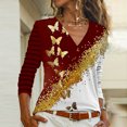 thumbnail image 2 of Pompotops Blouse à Manches Longues à Fermeture Éclair Col en V pour Femmes, 2 of 6