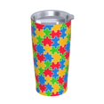 thumbnail image 4 of Juego de tres piezas de taza térmica portátil de acero inoxidable con pajita y aislamiento de 20 oz para el mes de concientización sobre el autismo, 4 of 7
