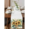 thumbnail image 4 of ERUNPONLY Sunflower Table Runner - 60 Inch Long Vintage Plant Leaf Eucalyptus Garden Floral Cotton and Linen Blended Dress Scarves Farmhouse Table Runner for Kitchen Dining, Coffee Table, 13" x 60", 4 of 8