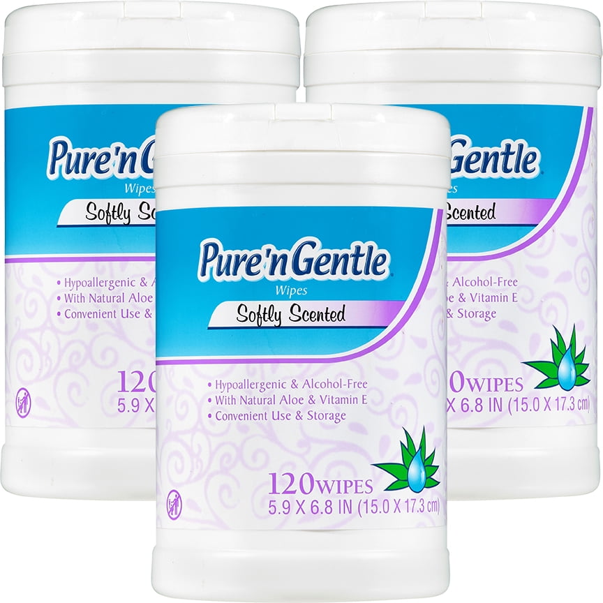 3 Pack Pure N Gentle Softly Scented Wipes 120 Sheets Walmart Com Walmart Com