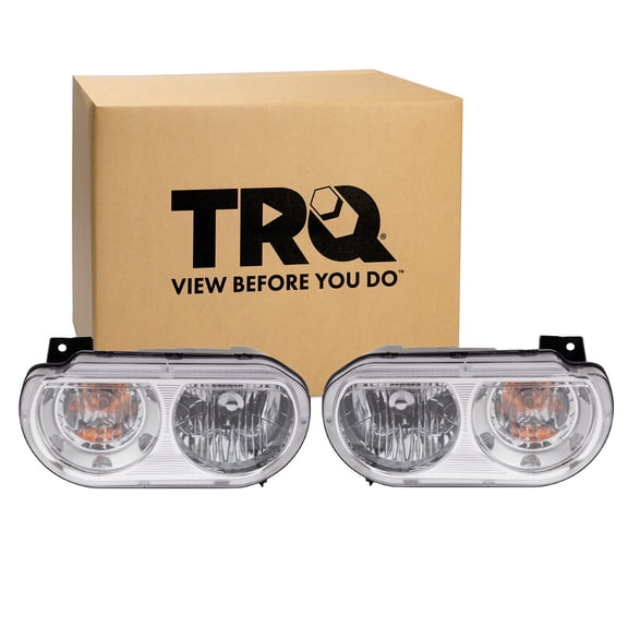 TRQ Headlight Assembly Set CH2518137 CH2519137 Fits 2008-2014 Dodge Challenger
