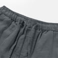 thumbnail image 4 of Mens 5"/ 7" Linen Shorts Drawstring Elastic Waist Shorts with Pockets Flat Front Linen Shorts Cotton Linen Casual Summer Vacation Beach Vacation Wear,Gray M, 4 of 6