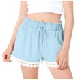 thumbnail image 5 of HAOTAGS Boys & Girls Shorts Cotton-Like Elastic Waist Lace Trim Summer Casual Blue Size 15/16, 5 of 5