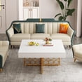 thumbnail image 4 of Square Coffee Table White and Glod Coffee Table Modern Coffee Table for Living Room, 4 of 6